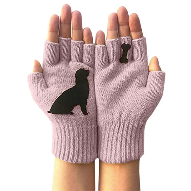 1Pair Women Fingerless Gloves Half Finger Knitted Mittens Winter Warm Supplies
